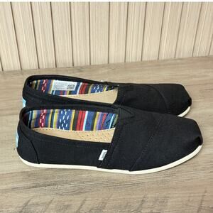 TOMS Women’s Alpargata Mallow Canvas Black Sneakers Size 6